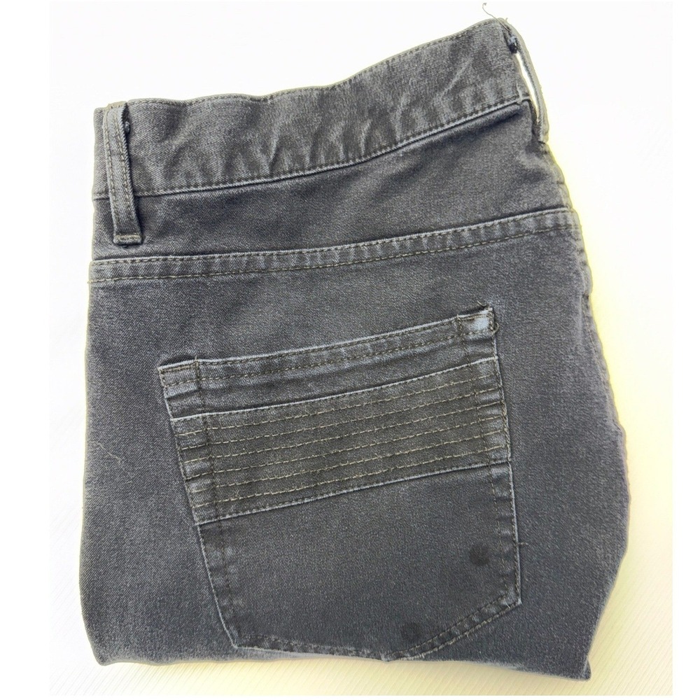 HM Mens Skinny Fit Biker Jeans Faded Black Moto Ribbed Knee Denim Size 30x28.5